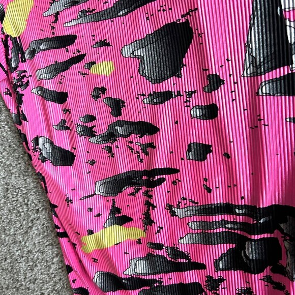 Jamie Sadock Womens XL Pink Black Abstract Quarter Zip Short Sleeve Top - Picture 7 of 8